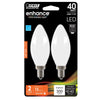Feit Electric 40W Replacement Frost B10 Dimmable Soft White Decorative LED Filament Enhance (2-Pack) (40 Watts)