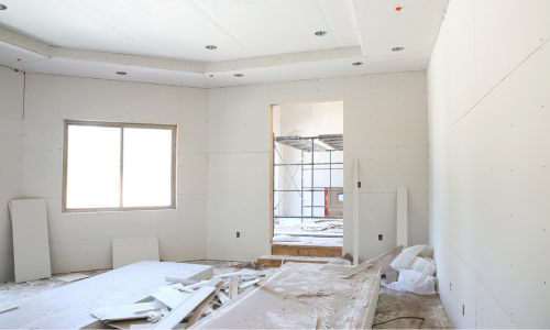 Drywall being placed