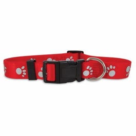 Reflective Paw Dog Collar, Red, 3/8 x 8-14 In.