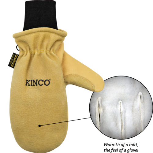 Kinco Lined Heavy-Duty Premium Grain & Suede Pigskin Ski Mitt with Omni-Cuff™