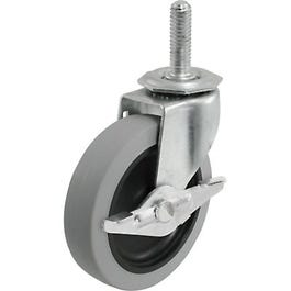 TPR Threaded-Stem Caster With Brake, 3-In.