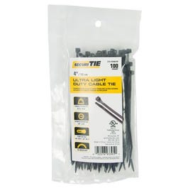 Ultra Light Duty Cable Tie, UV Black, 4-In., 100-Pk.