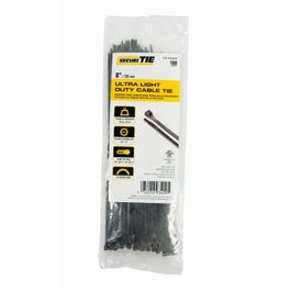 Ultra Light Duty Cable Tie, UV Black, 8-In., 100-Pk.