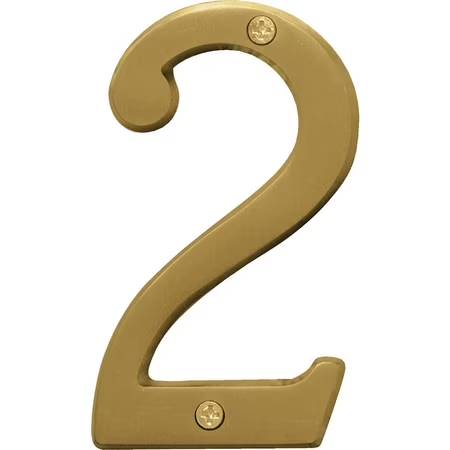 Hy-Ko Prestige Series 4 In. Brushed Brass House Number Two