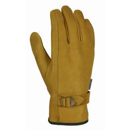 Leather Work Gloves, Tan Cowhide, Men's Medium
