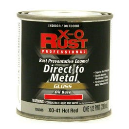 Premium Ant-Rust Oil-Base Enamel, Hot Red Gloss, 1/2-Pt.