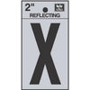 Address Letters, X, Reflective Black/Silver Vinyl, Adhesive, 2-In.