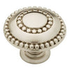 Cabinet Knob, Double Beaded, Satin Nickel, 1-3/8-In.