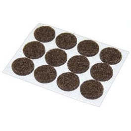 Furniture Pads, Self-Adhesive, Brown Felt, Round, 1/2-In., 12-Pk.