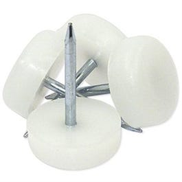 Furniture Glides, Nail-On, White Plastic, 3/4-In., 4-Pk.