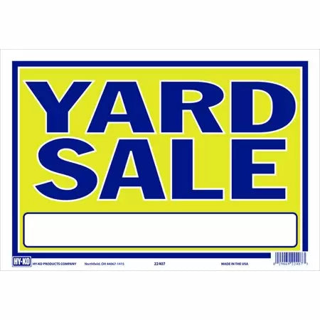 HY-KO English Yard Sale Sign Polystyrene Sign 9 in. H x 13 in.