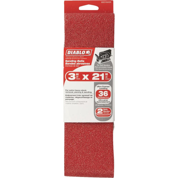 Diablo 3 In. x 21 In. 36 Grit General Purpose Sanding Belt (2-Pack)