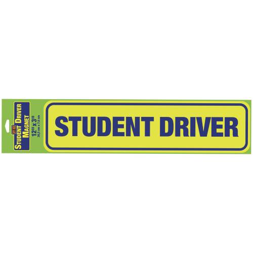 HY-KO Student Driver Vehicle Magnet 3” x 12” Size Affixes to Metal Removable